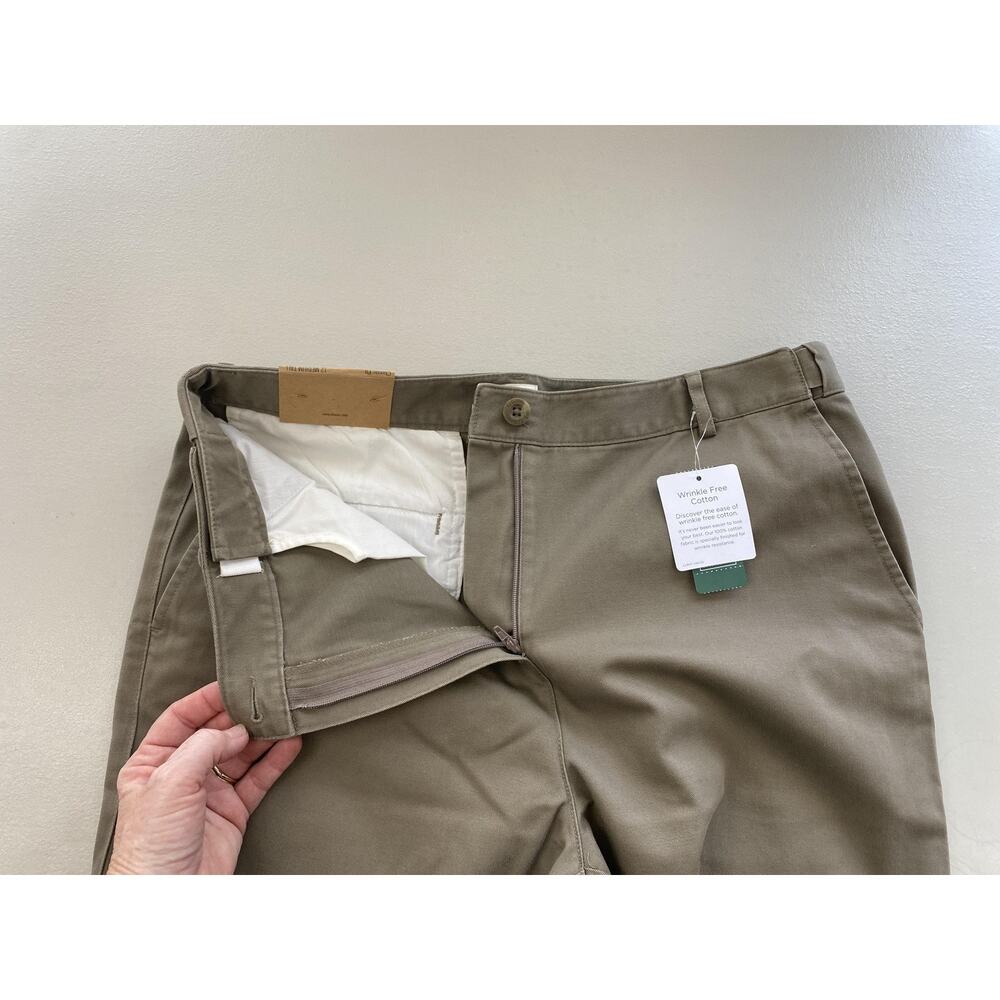 L.L.Bean Pants Womens 12 Medium Tall Brown Classic Fit Chino Wrinkle Free 32x32 - Picture 12 of 16